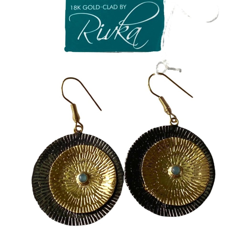 Rivka Friedman 18KT Gold Circle-in-Circle Drop Earrings